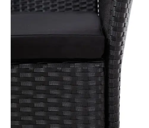 7-Daļīgs Dārza Mēbeļu Komplekts, Pe Rotangpalma, Melns  Vidaxl