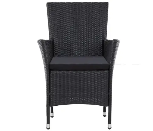 Lauko Valgomojo Baldų Komplektas, 5 Dalių, Juodas, Poliratanas