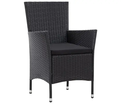 Lauko Valgomojo Baldų Komplektas, 5 Dalių, Juodas, Poliratanas