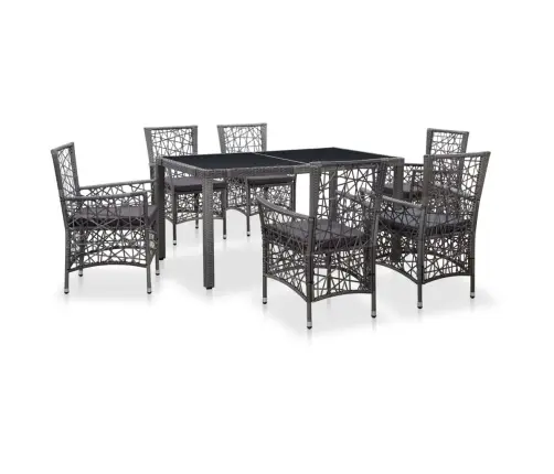 7-Osaline Aiamööblikomplekt, Polürotang, Hall