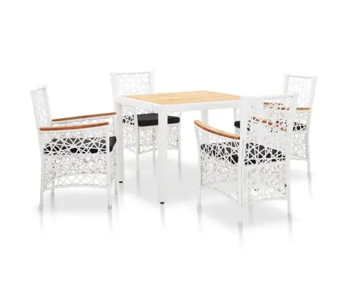 5-Daļīgs Dārza Mēbeļu Komplekts, Balta Pe Rotangpalma Vidaxl