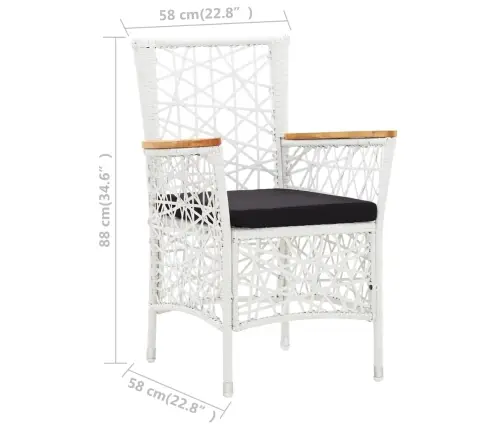 5-Daļīgs Dārza Mēbeļu Komplekts, Balta Pe Rotangpalma Vidaxl