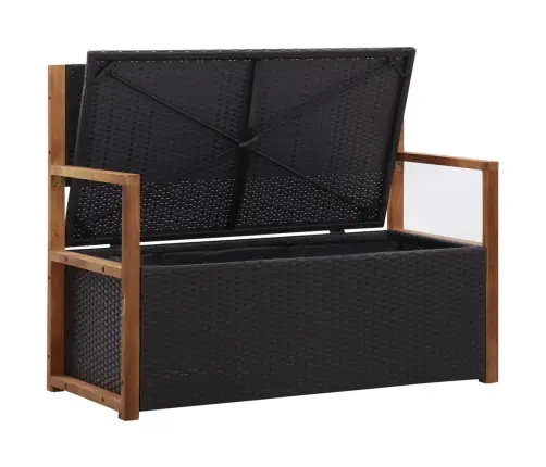 Sols Ar Kasti, 115 Cm, Melna Pe Rotangpalma, Akācijas Masīvkoks Vidaxl