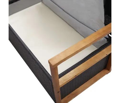 Sols Ar Kasti, 115 Cm, Melna Pe Rotangpalma, Akācijas Masīvkoks Vidaxl