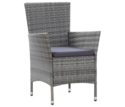 Valgomojo Komplektas Su Pagalvėmis, 9 Dalių, Pilkas, Ratanas