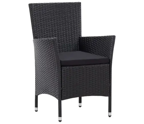 9-Osaline Aiamööblikomplekt Patjadega, Polürotang, Must