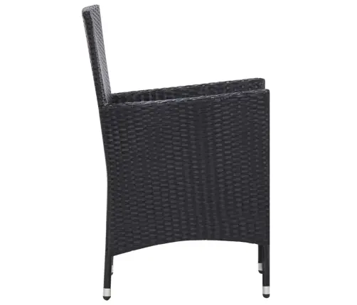 9-Osaline Aiamööblikomplekt Patjadega, Polürotang, Must