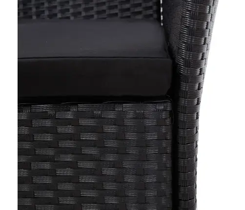 9-Osaline Aiamööblikomplekt Patjadega, Polürotang, Must