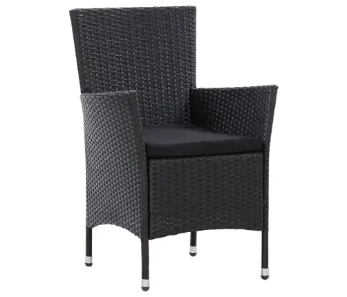 5-Osaline Aiamööblikomplekt Patjadega, Polürotang, Must