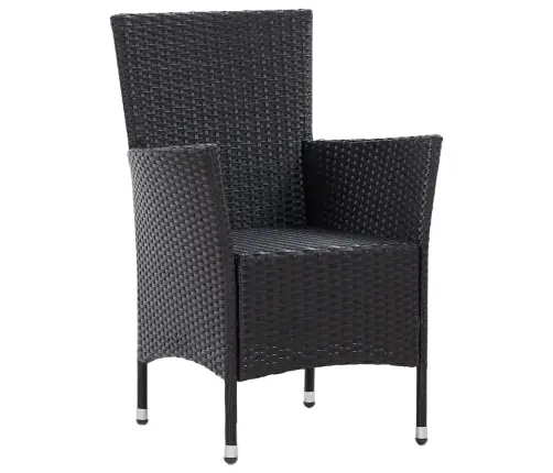 5-Osaline Aiamööblikomplekt Patjadega, Polürotang, Must