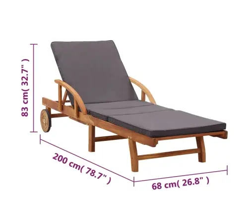 Saulės Gultas Su Čiužinuku, Akacijos Medienos Masyvas