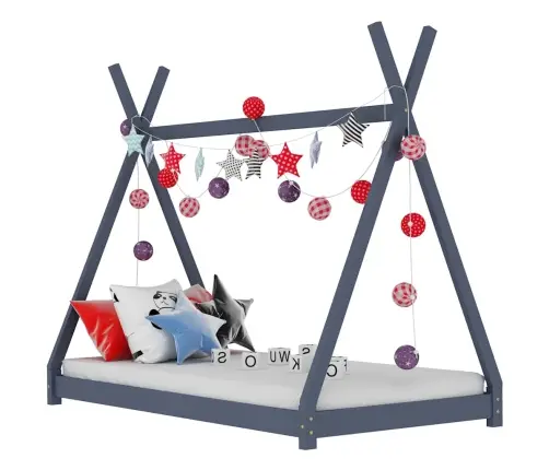 Bērnu Gultas Rāmis, Pelēks, Priedes Masīvkoks, 80X160 Cm Vidaxl