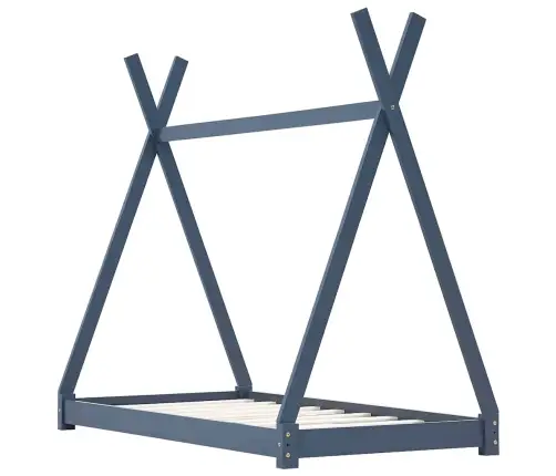 Bērnu Gultas Rāmis, Pelēks, Priedes Masīvkoks, 80X160 Cm Vidaxl