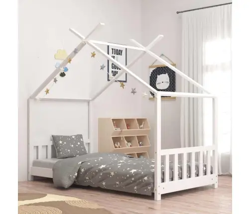 Bērnu Gultas Rāmis, Balts, Priedes Masīvkoks, 70X140 Cm Vidaxl