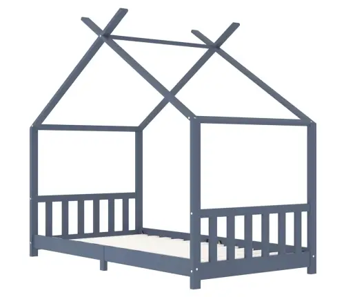 Bērnu Gultas Rāmis, Pelēks, 90X200 Cm, Priedes Masīvkoks Vidaxl