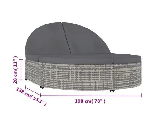 Divvietīgs Sauļošanās Zvilnis, Matrači, Pelēka Pe Rotangpalma Vidaxl