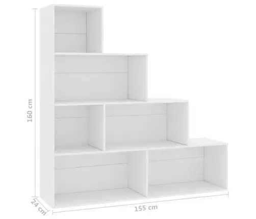 Grāmatu Plaukts, Balts, 155X24X160 Cm, Inženierijas Koks Vidaxl