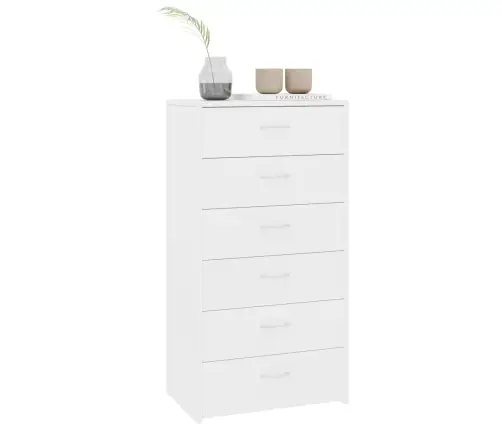 Kumode Ar 6 Atvilktnēm, Balta, 50X34X96 Cm, Inženierijas Koks Vidaxl