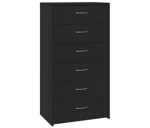 Kumode Ar 6 Atvilktnēm, Melna, 50X34X96 Cm, Inženierijas Koks Vidaxl