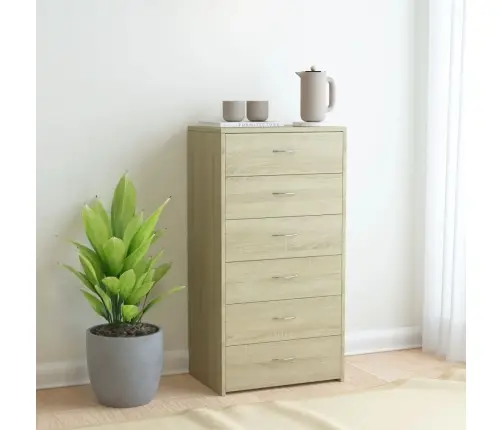 Šoninė Spintelė Su 6 Stalčiais, Ąžuolo, 50X34X96cm Mediena Šoninė Spintelė Su 6 Stalčiais, Ąžuolo, 50X34X96cm Mediena