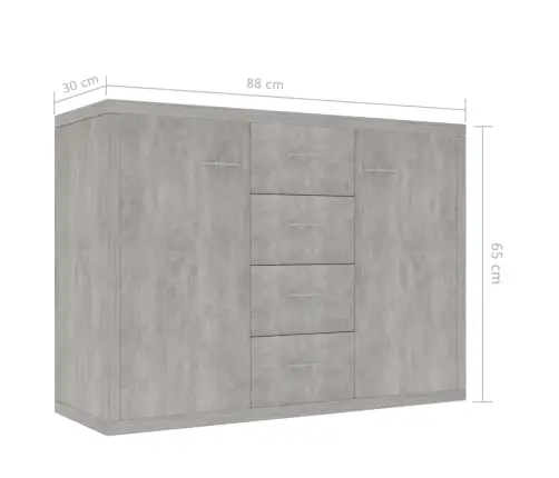 Kumode, 88X30X65 Cm, Inženierijas Koks, Betona Pelēka Vidaxl