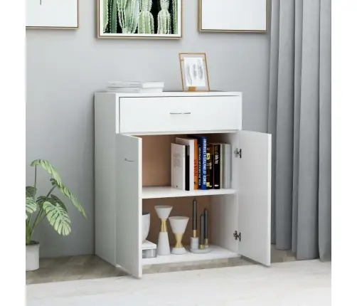 Kumode, Balta, 60X30X75 Cm, Inženierijas Koks Vidaxl