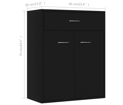 Puhvetkapp, Must, 60 X 30 X 75 cm Tehispuit