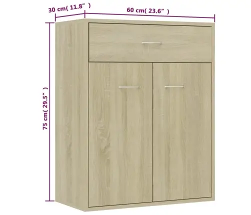 Puhvetkapp, Sonoma Tamm, 60 X 30 X 75 Cm Tehispuit