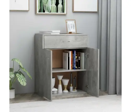 Kumode, Betona Pelēka, 60X30X75 Cm, Inženierijas Koks Vidaxl