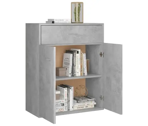 Kumode, Betona Pelēka, 60X30X75 Cm, Inženierijas Koks Vidaxl