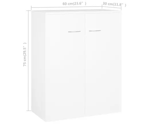 Šoninė Spintelė, Baltos Spalvos, 60X30X75cm Apdirbta Mediena