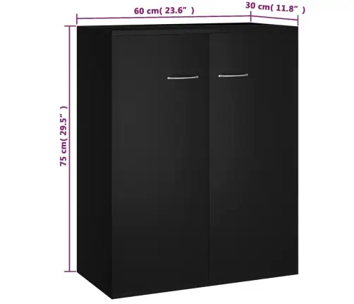 Puhvetkapp, Must, 60 X 30 X 75 cm Tehispuit