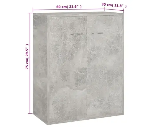 Puhvetkapp, Betoonhall, 60 X 30 X 75, Cm Tehispuit