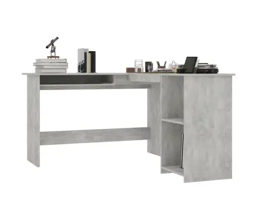 Stūra Rakstāmgalds 120X140X75Cm Inženierijas Koks Betona Pelēks Vidaxl