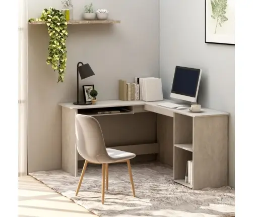 Stūra Rakstāmgalds 120X140X75Cm Inženierijas Koks Betona Pelēks Vidaxl