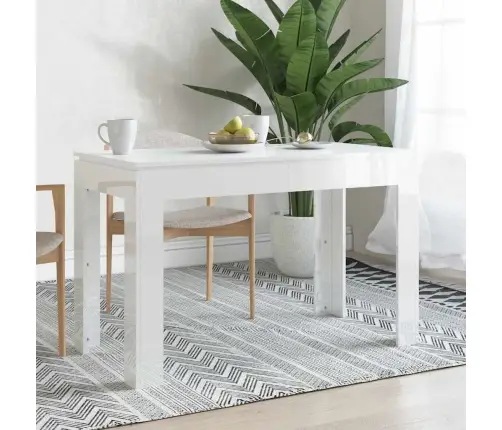 Söögilaud, Kõrgläikega, Valge 120 X 60 X 76 Cm Tehispuit