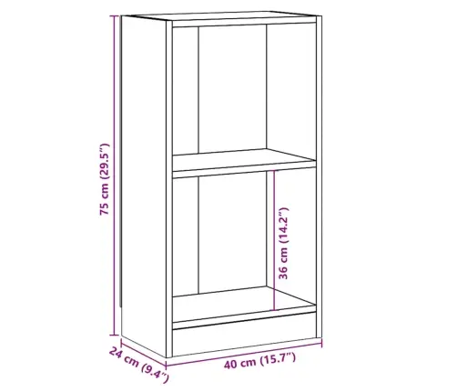 Raamaturiiul, Sonoma Tamm, 40 X 24 X 75 cm Puitlaastplaat