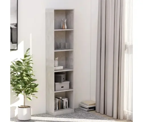 5-Līmeņu Grāmatu Plaukts, Pelēks, 40X24X175Cm Inženierijas Koks Vidaxl