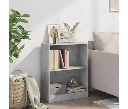 Grāmatplaukts, Betona Pelēks, 60X24X76 Cm, Inženierijas Koks Vidaxl