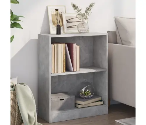 Grāmatplaukts, Betona Pelēks, 60X24X76 Cm, Inženierijas Koks Vidaxl