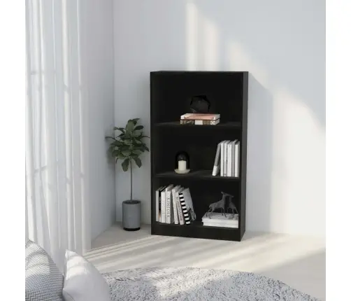 3-Korruseline Raamaturiiul Must 60X24X108 Cm Tehispuit