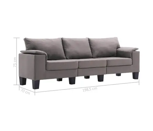 Dīvāns Pelēkbrūna Trīsvietīgi Dīvāni Audums Vidaxl