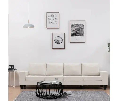 Dīvāns Krēmkrāsa Četrvietīgs Audums Vidaxl