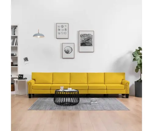 Sofa Geltona 5 Vietų Audinys