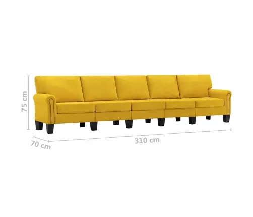 Sofa Geltona 5 Vietų Audinys