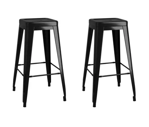 Bāra Krēsli, 2 Gab., Saliekami Viens Uz Otra, Melns Metāls Vidaxl