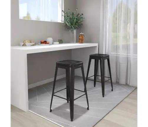 Bāra Krēsli, 2 Gab., Saliekami Viens Uz Otra, Melns Metāls Vidaxl