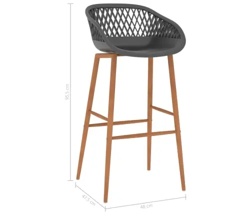 Bāra Krēsli, 2 Gab., Pelēki Vidaxl