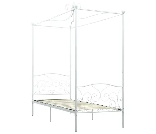 Lovos Rėmas Su Baldakimu, Baltos Spalvos, 90X200cm Metalas