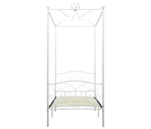 Gultas Rāmis Ar Nojumi, Balts, Metāls, 100X200 Cm Vidaxl